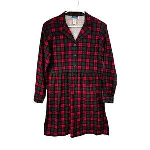 Vintage 80s 90s Size 8 Medium Red Green Tartan Plaid Corduroy Dress